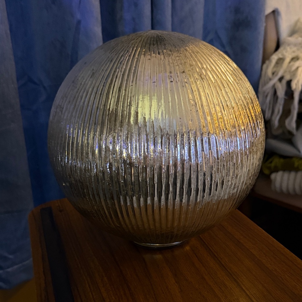 Pottery Barn Metallic Ribbed Glass Sphere